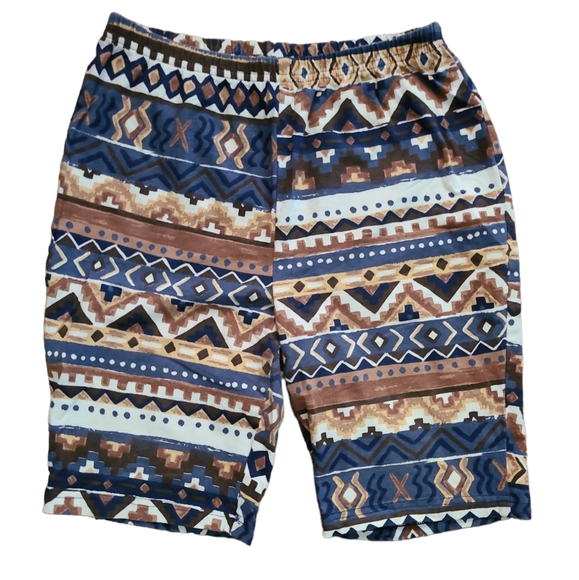 fun art Pants - VTG Vintage Southwestern Aztec Tribal Stretch Shorts Fun Art by Lori B